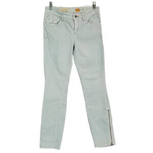 Pilcro Y2K Stet Pastel Blue Corduroy Stretch Pants Size 28 Low Rise Zip Ankle